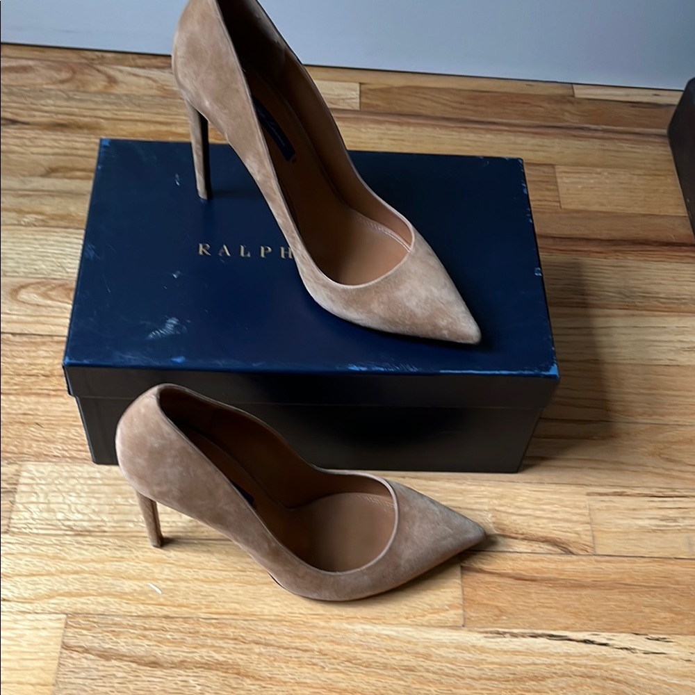 Ralph Lauren Tan Suede Stiletto Heels